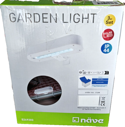 Näve 3er Set Solar LED Dachrinnenleuchten 5249203 IP44 Garten Außenleuchte HA35