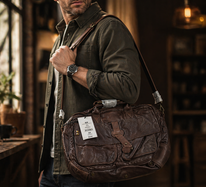 DESIDERIUS Basic Alirio Ledertasche Dark Brown Rindsleder Umhängetasche Braun H2