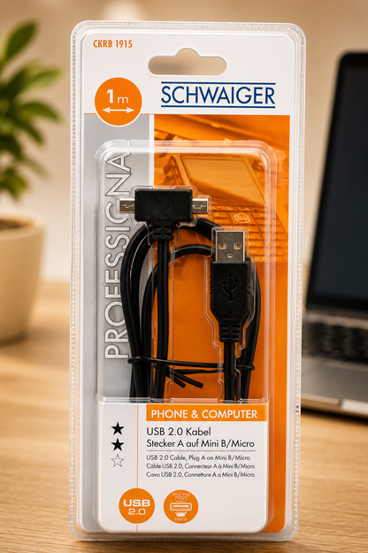 Schwaiger CKRB1915 USB 2.0 Anschlusskabel Stecker A auf Mini/Micro B