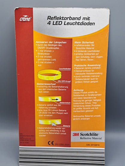 Crane Reflektorband mit 4 LED Leuchtdioden, 2 Stück