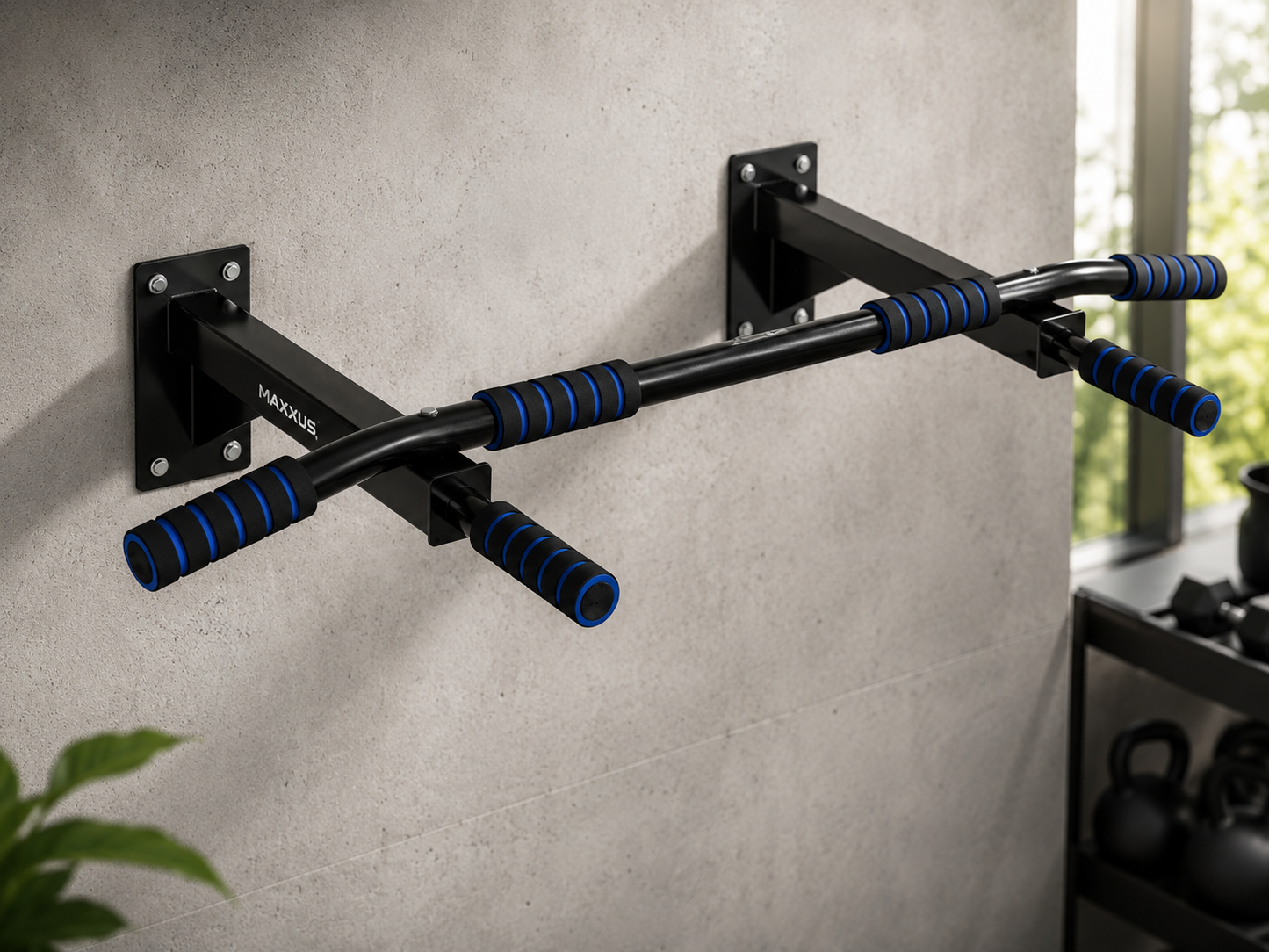 Navaris Klimmzugstange Wandmontage Edelstahl Pull Up Bar bis 150kg Fitness E