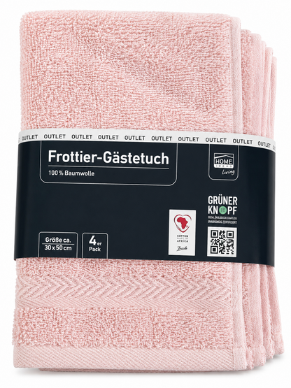 4x HOME IDEAS Gästetücher 30x50 cm Rosa 100% Baumwolle Frottier Handtücher D10