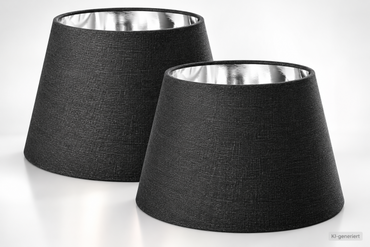 Navaris 2x Lampenschirm E27 Schwarz Silber Leinen 22cm Tischlampe 53997 HO-A36
