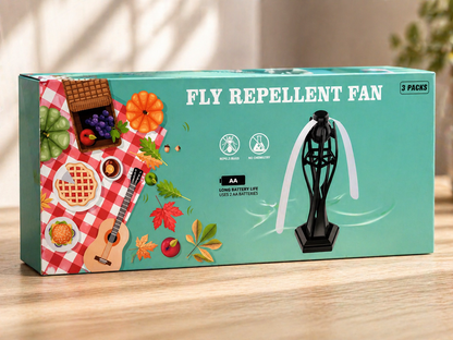 Fly Fan 3er Set Fliegenabwehr Ventilator Tisch Indoor Outdoor tragbar