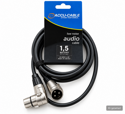 ACCU-CABLE XLR Kabel 1,5m 3-polig Stecker Buchse 90° Winkel Mikrofon D8