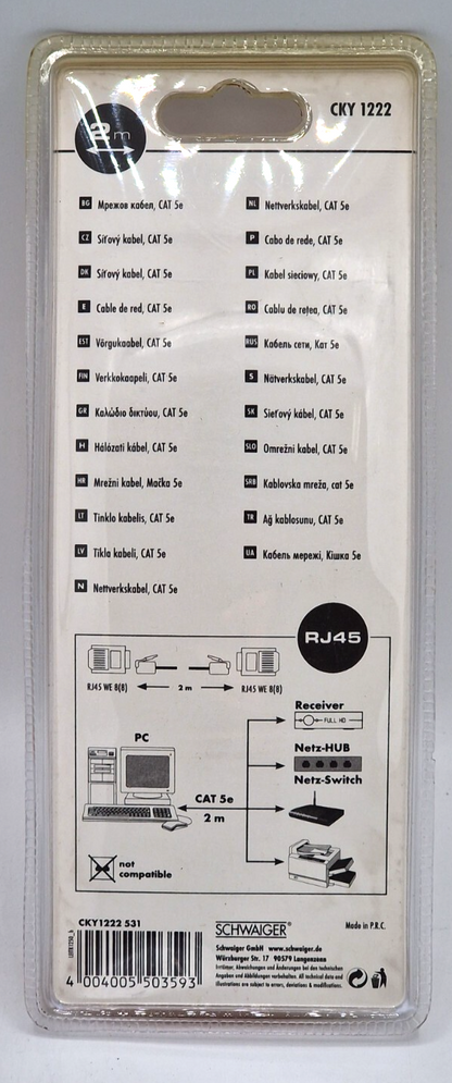 Schwaiger CKY1222 Patchkabel 2m RJ45 Ethernet Netzwerkkabel Gelb