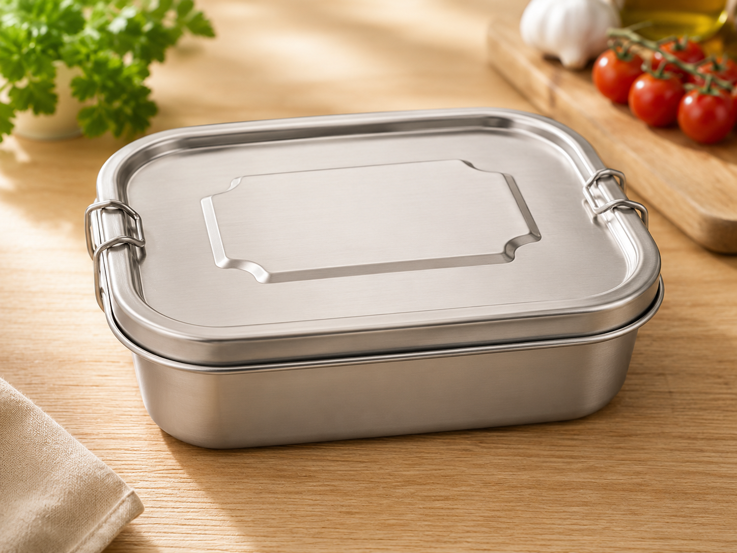 Edelstahl Brotdose 800 ml Lunchbox mit Trennfach Dichtung BPA-frei 17x13x6 cm B5