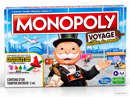 Hasbro Monopoly Voyage autour du monde Französisch Weltreise Brettspiel F4007 D6