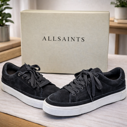AllSaints Trish Damen Sneaker Wildleder Schwarz Low Top Schuhe Weiß Gr. 38 G1