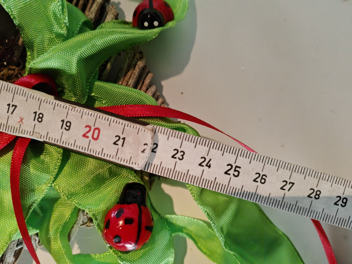 Weidenherz 25 cm Maiglöckchen Marienkäfer Türkranz Frühlingsdeko B3