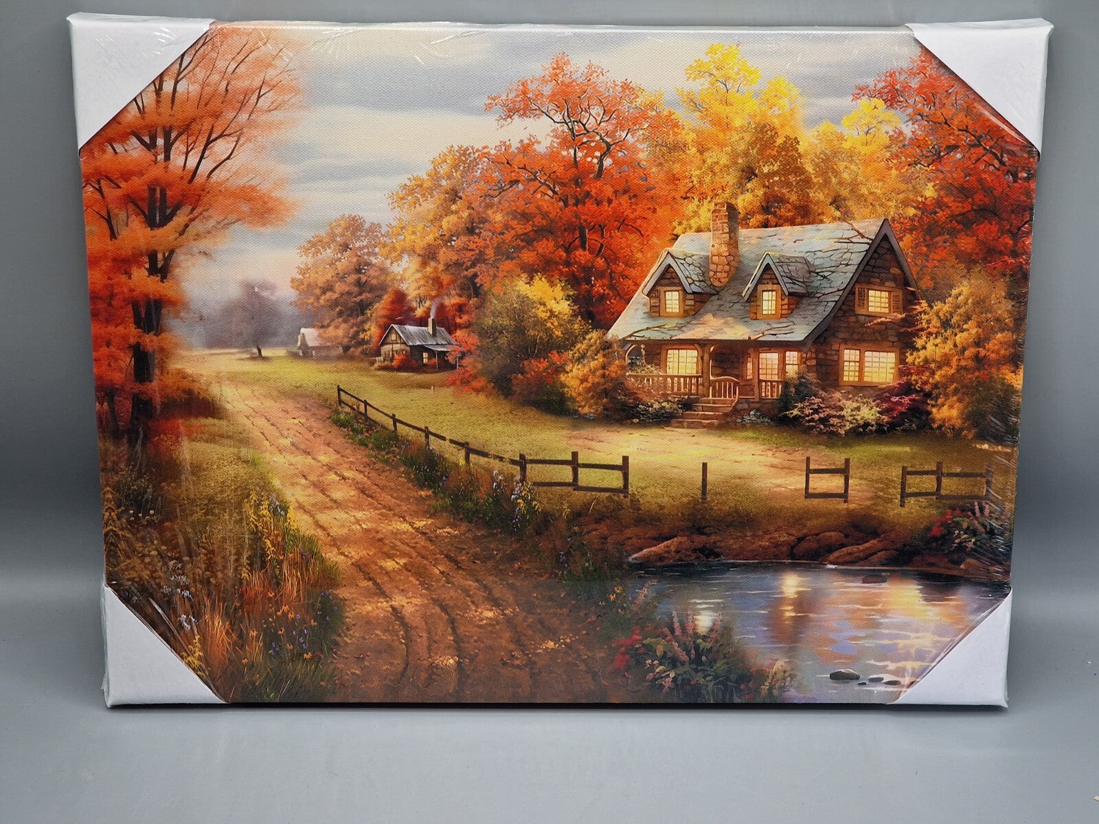 Weltbild LED Wandbild Herbstwald 40x30 cm 10 LEDs Deko Wanddekoration