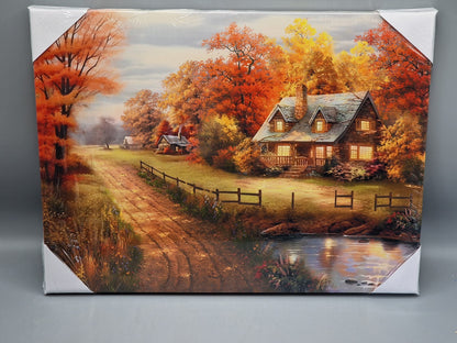 Weltbild LED Wandbild Herbstwald 40x30 cm 10 LEDs Deko Wanddekoration