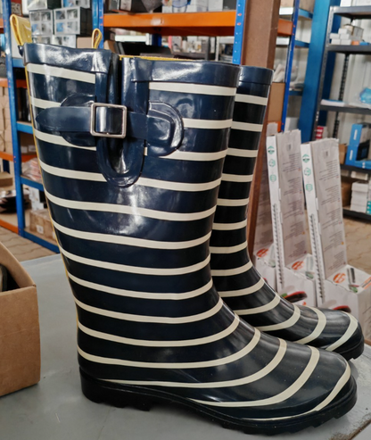 Insel Hauptstadt Damen Gummistiefel Gr. 40 Blau Weiß Gestreift Regenstiefel G2