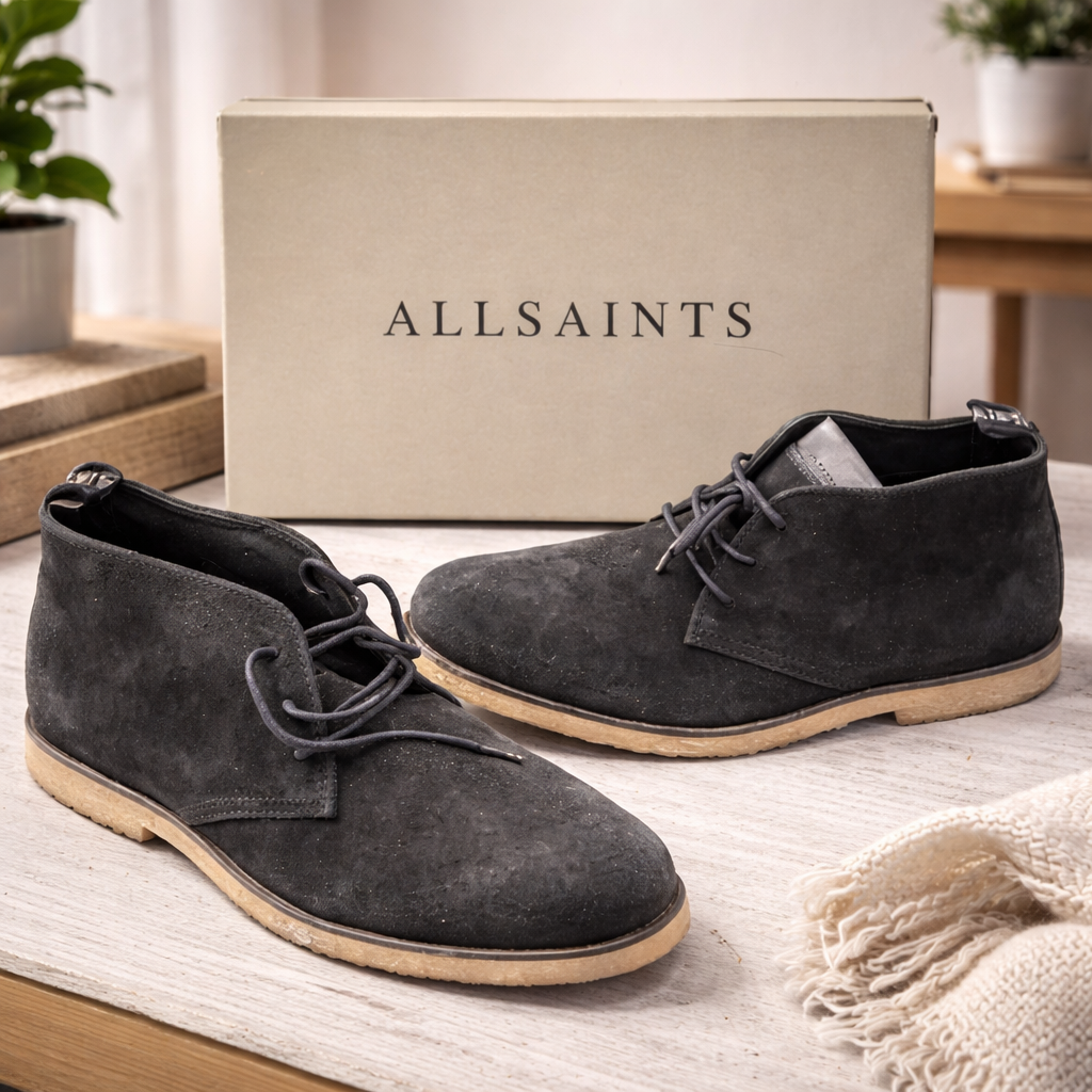 AllSaints Luke Chukka Boots Herren Echtleder Suede Schwarz Gr. 40 Stiefel