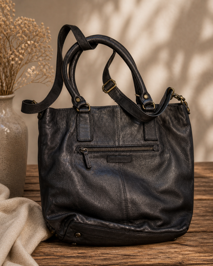 DESIDERIUS Damen Ledertasche Braun Echtleder Handtasche Schultertasche H3