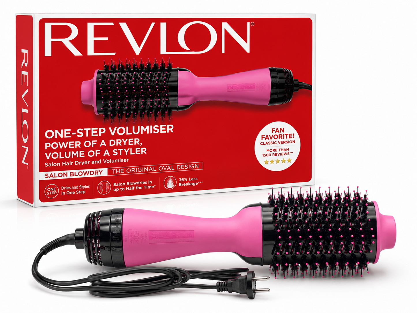 Revlon Pro Collection One Step RVDR5222 Warmluft und Volumenbürste - Pink C1