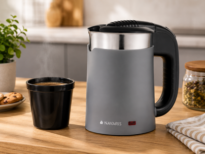 Navaris Reisewasserkocher 0,5L Elektrisch Doppelwandig Camping Wasserkocher B8