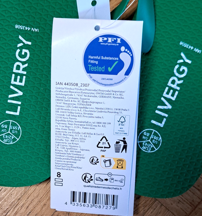 Livergy Flip Flops Herren Größe 42/43 Grün Badeschuhe Zehentrenner