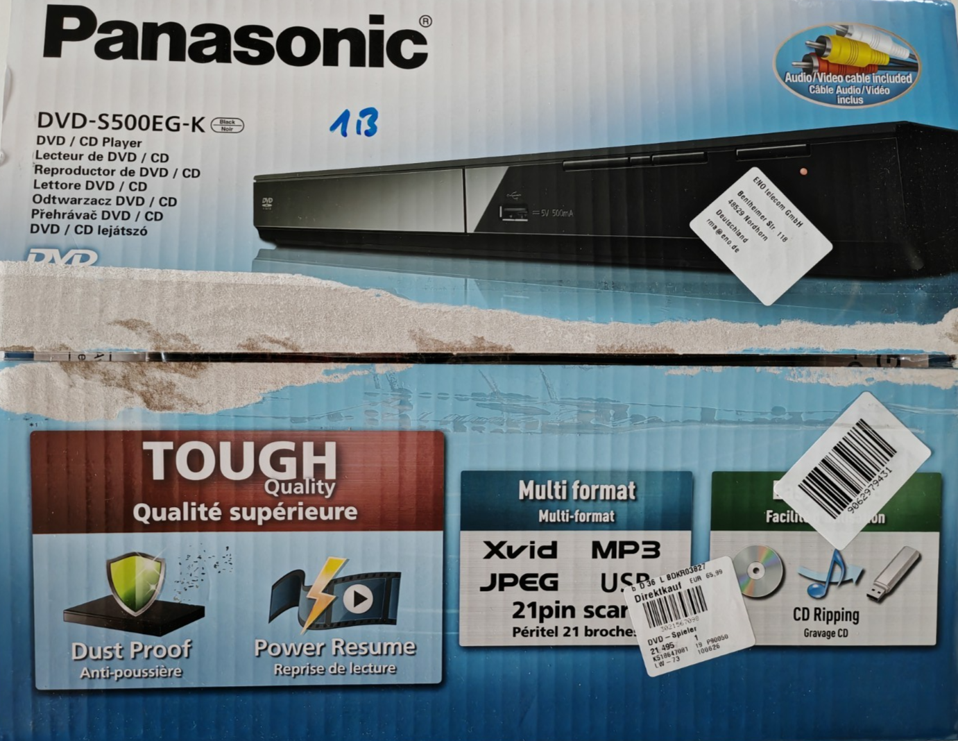 Panasonic DVD-S500EG-K DVD Player CD MP3 USB Wiedergabe HDMI Schwarz Kompakt A9