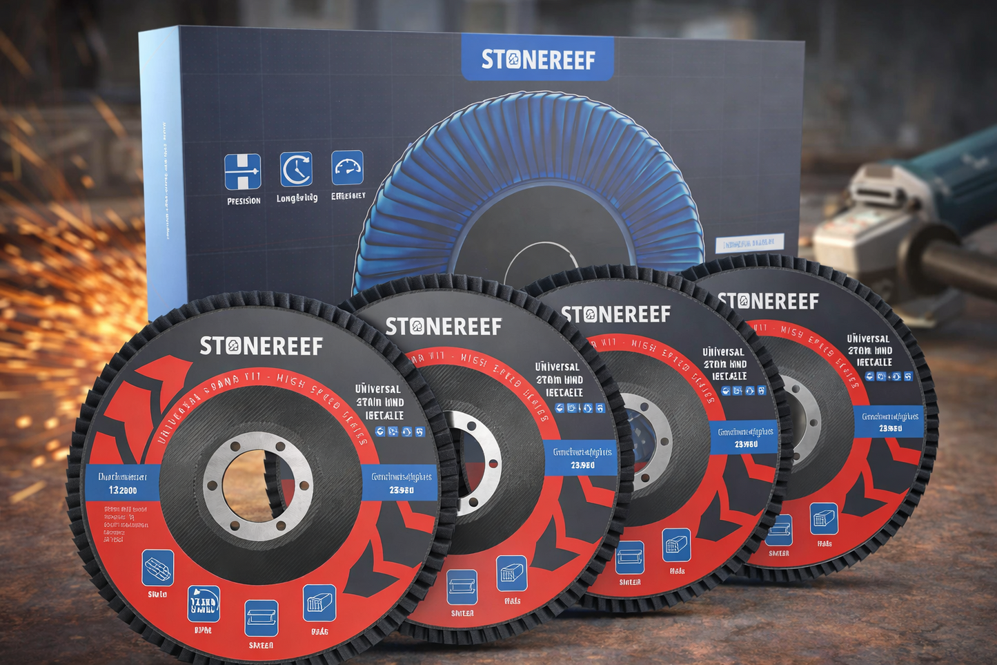 Fächerscheiben 125 mm – 4er Set Winkelschleifer Schleif- & Schruppscheiben