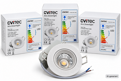 3x CViTEC Aris LED Einbaustrahler 11W 700lm 3000K Dimmbar Schwenkbar Weiß HA35