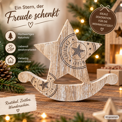 O'Malley Weihnachtsdeko Holz Stern Schaukelstern 18x15cm Vintage Christmas HA21