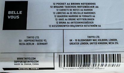 BELLE VOUS Notizbücher A6 12er Set Liniert 80 Seiten Notizblock Journal Braun C4