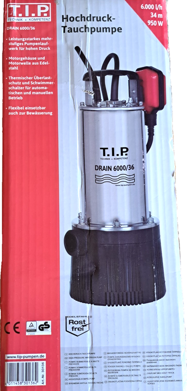 T.I.P Hcohdruck-Tauchpumpe Drain 6000/36