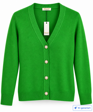 Souls by Eywasouls Damen Strickjacke Gr. 38 Grün Cardigan V-Ausschnitt D1
