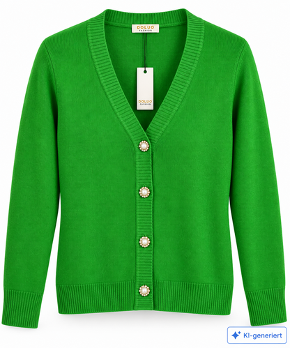 Souls by Eywasouls Damen Strickjacke Gr. 38 Grün Cardigan V-Ausschnitt D1