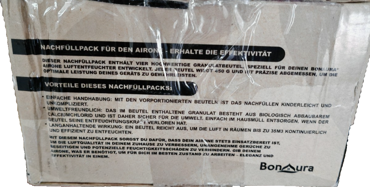 BonAura AirOne Lite Nachfüllgranulat 4x 450g Luftentfeuchter Calciumchlorid HA28