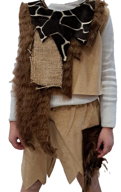 Kinder Steinzeit Kostüm Höhlenmensch Neandertaler Gr. 110/116 A&O Fasching