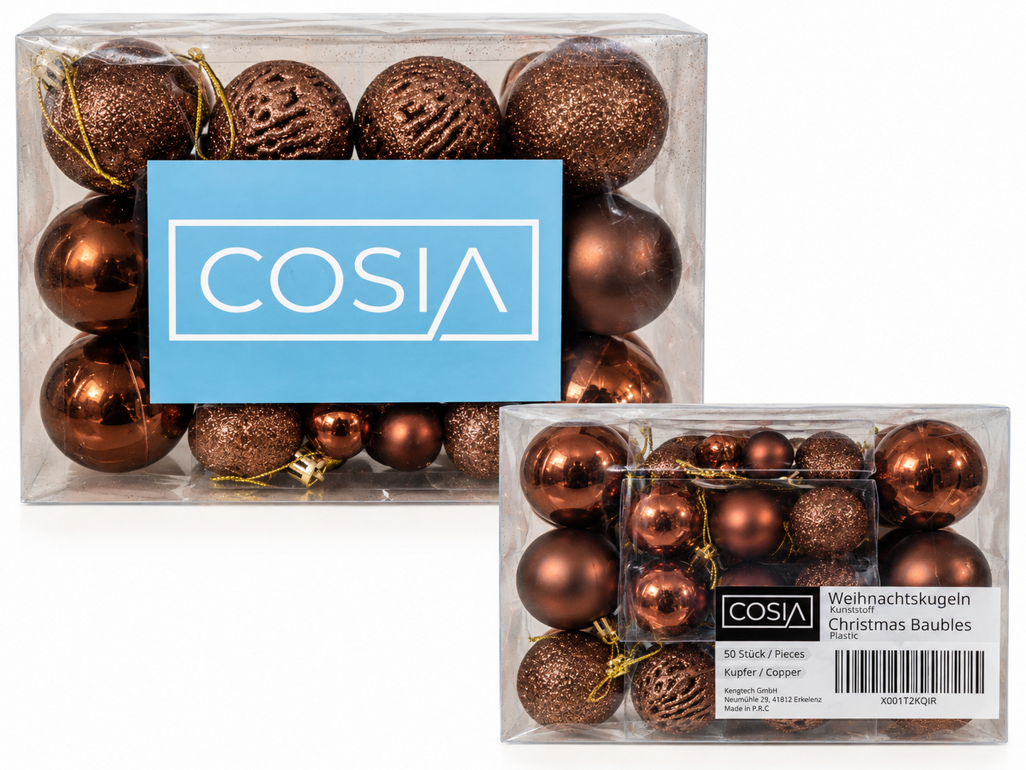 COSIA Weihnachtskugeln 50 Stück Kupfer Christbaumkugeln Kunststoff Baum HA31