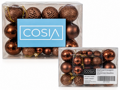 COSIA Weihnachtskugeln 50 Stück Kupfer Christbaumkugeln Kunststoff Baum HA31