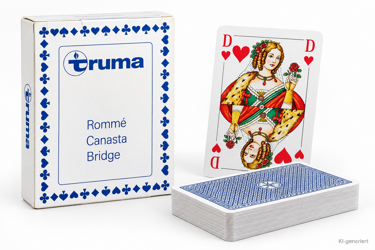 Truma Rommé Canasta Bridge Spielkarten 2 Kartendecks Werbeartikel Sammler D4
