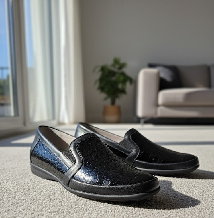 VITAFORM Schuhe Damen 42 – Slipper Leder Stretch Schwarz Komfort