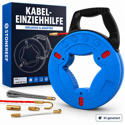 Einziehspirale 30m Kabeleinziehhilfe Kabelzieher Zugdraht inkl. 6 Adapter A2