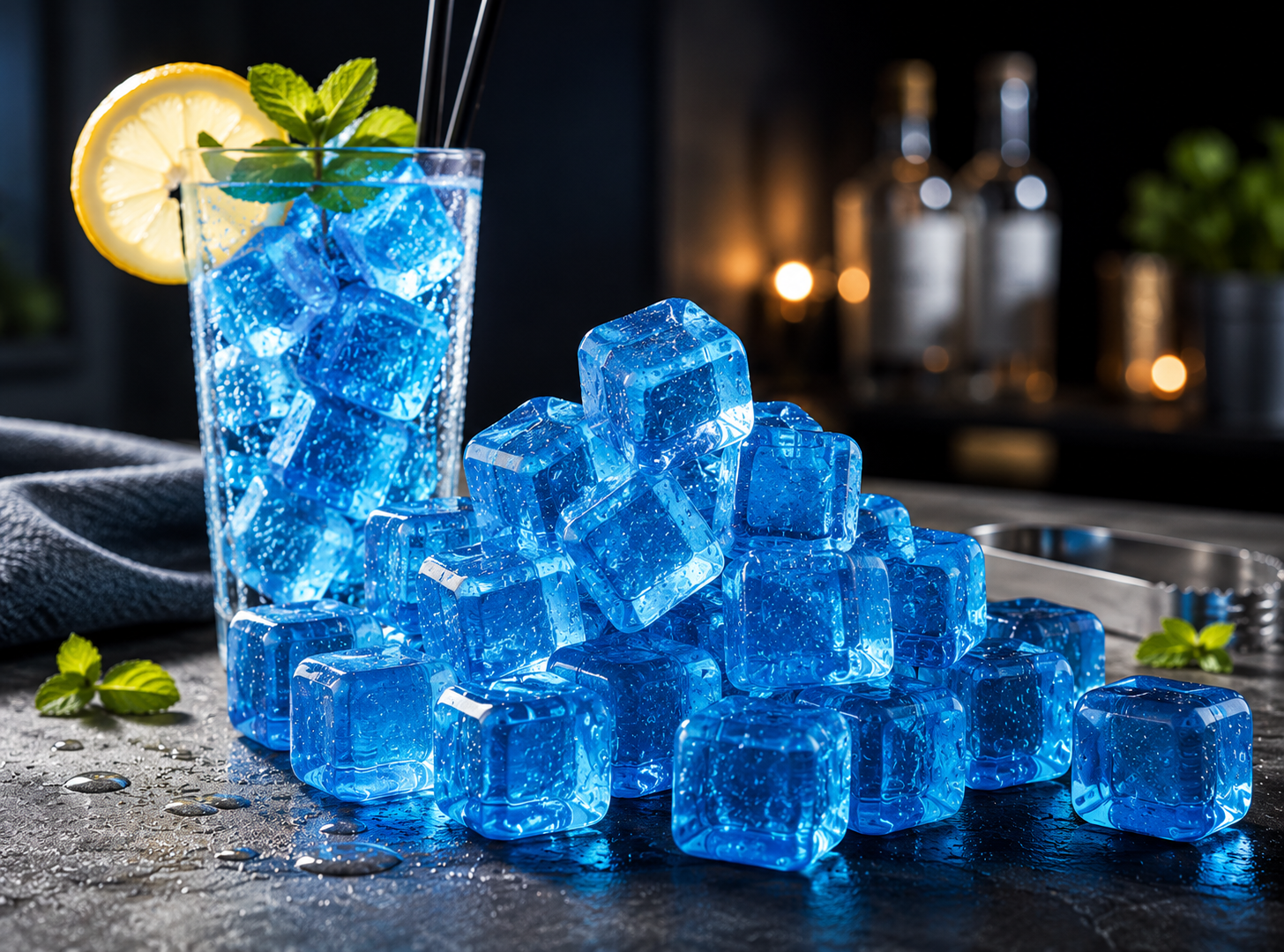 Trendsforever 50x Mehrwege Eiswürfelformen Blau Silikon Eiswürfelbereiter B7