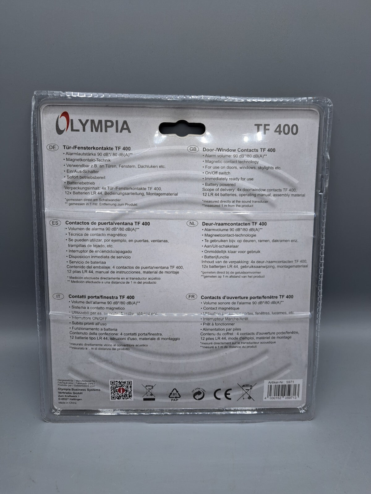 Olympia TF400 Tür Fenster Alarm Kontaktset Einbruchschutz Alarmanlage A6