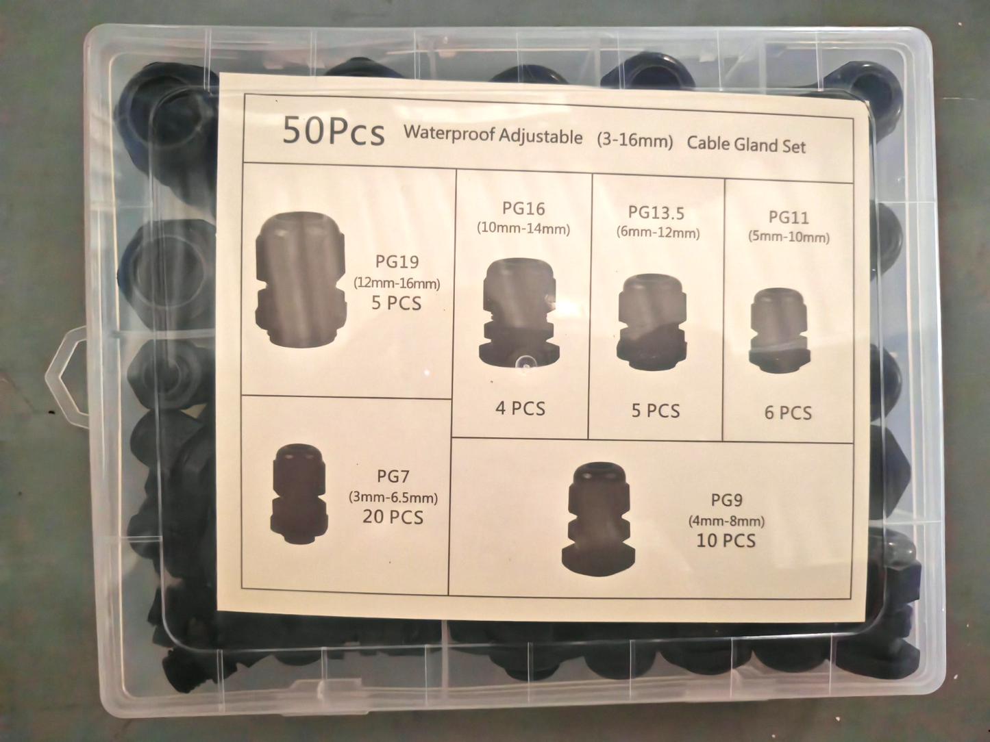 TUPARKA Kabelverschraubung 50tlg PG7-PG19 wasserdicht Kabelverbinder Set A2