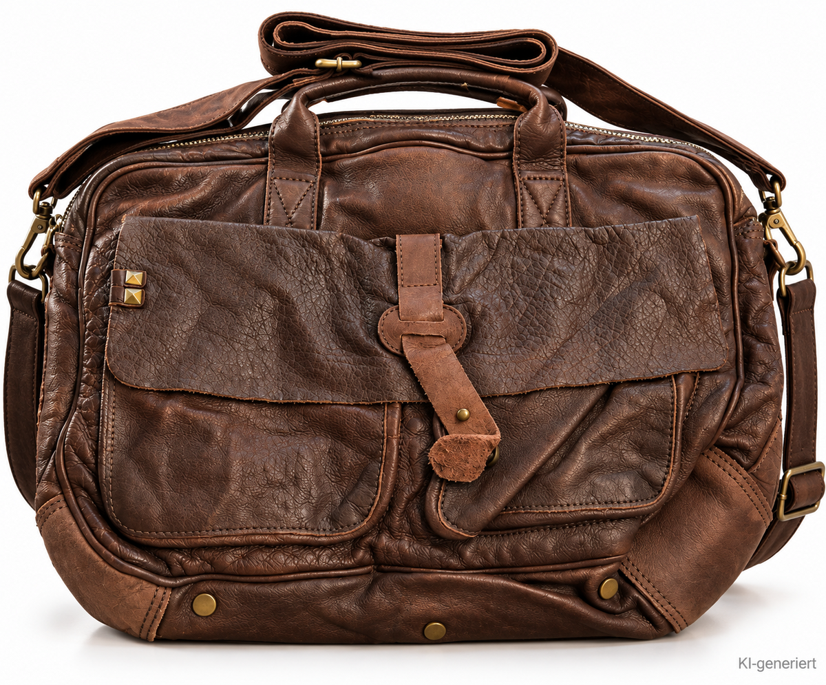 DESIDERIUS Basic Alirio Ledertasche Dark Brown Rindsleder Umhängetasche Braun H2