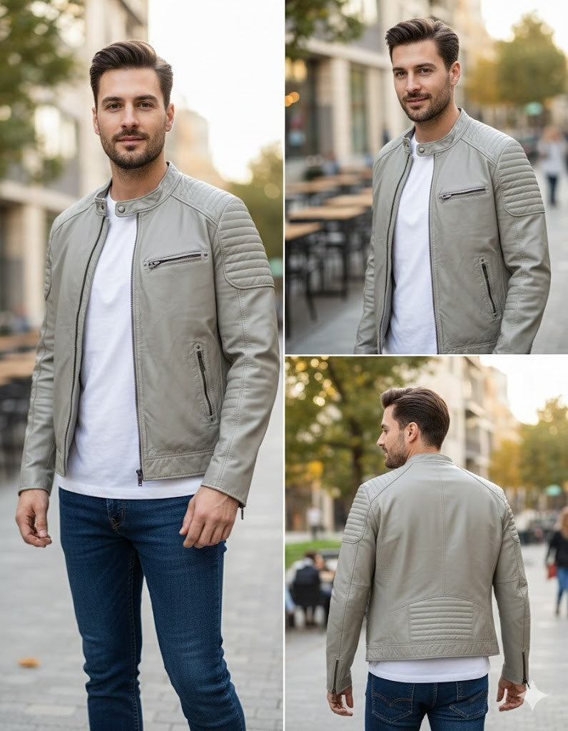 Strandfein Menswear Lederjacke Lam Stein Herrenjacke Echtleder Stylish