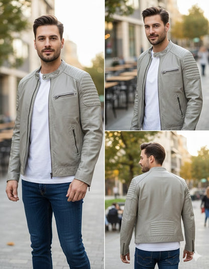 Strandfein Menswear Lederjacke Lam Stein Herrenjacke Echtleder Stylish