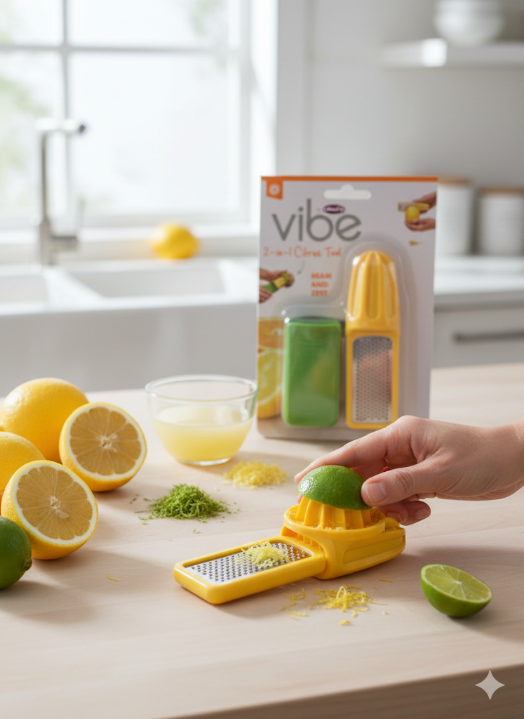 CHEF'N Vibe Zitruspresse Zitronenpresse 2in1 Saftpresse Küchenhelfer