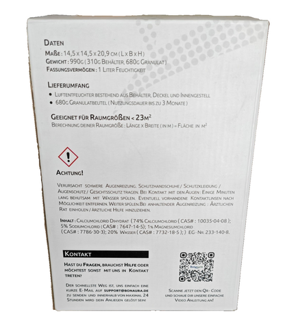 BonAura AirOne Luftentfeuchter 680g Granulat 23m² 1L ohne Strom Off White HA28