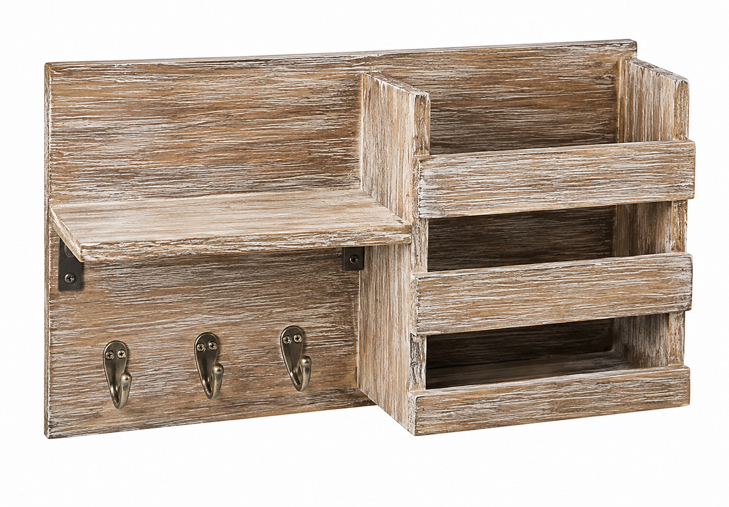 Spiretro Schlüsselhalter Holz Wandregal 3 Haken Ablage Briefhalter Rustikal HA1
