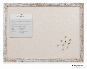 Navaris Pinnwand 60x45cm Stoff Beige Memoboard Bilderwand MDF Rahmen Vintage P3