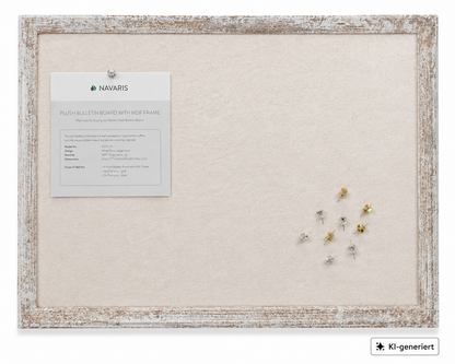 Navaris Pinnwand 60x45cm Stoff Beige Memoboard Bilderwand MDF Rahmen Vintage P3