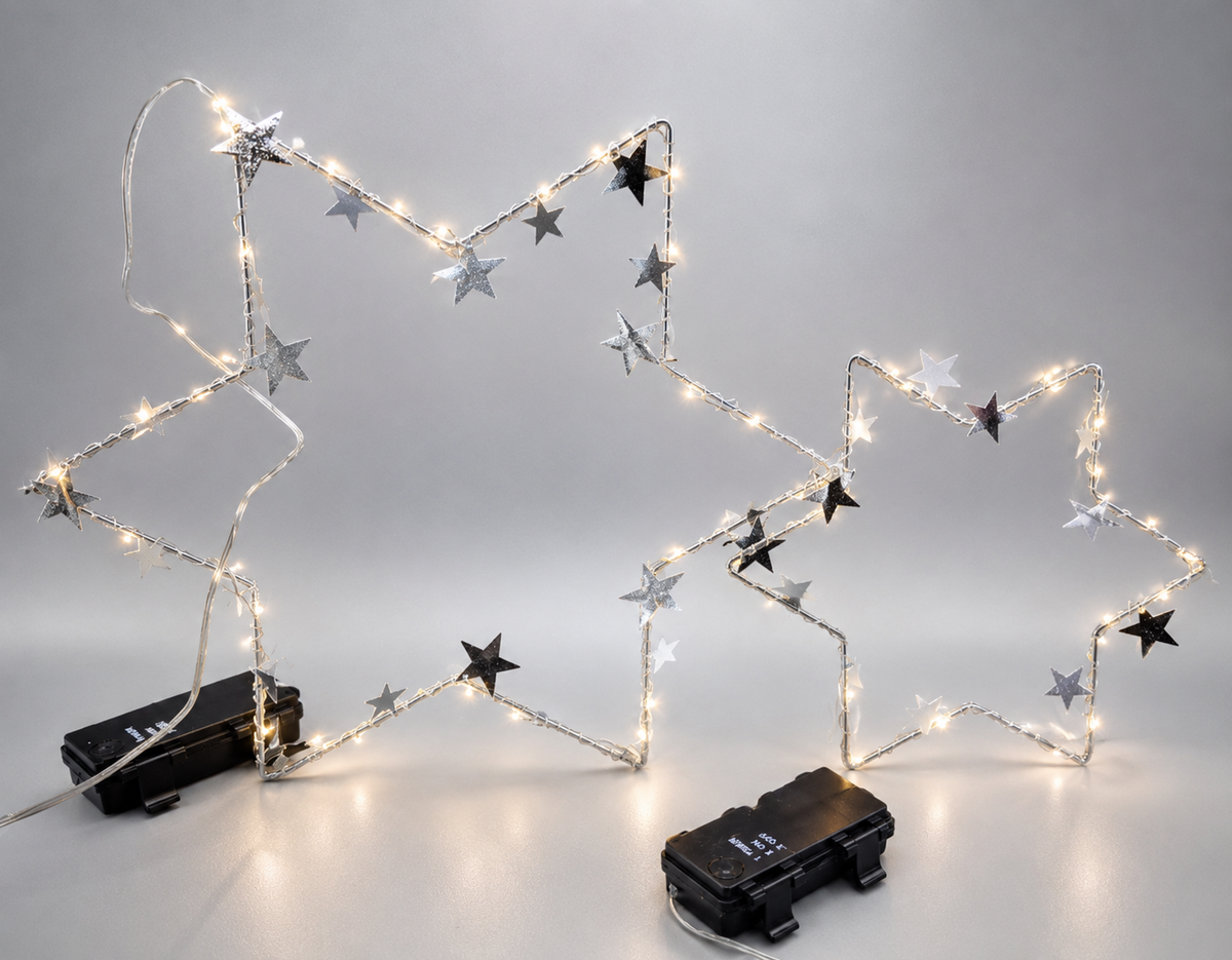 Weltbild LED Hängedeko Sternenzauber 2er Set Sterne Weihnachten Timer Deko HA23
