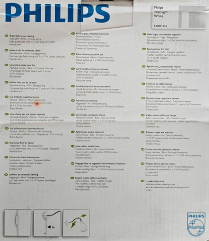 Philips Wall Light Wandleuchte Leselampe Weiß GU10 10W Flexarm 630003116 HA35
